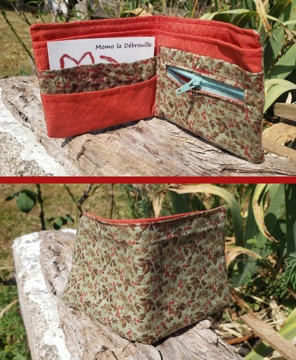 Portefeuille artisanal en textile recyclé – création artisanal fait main, avec ou sans fermeture éclair, pratique et durable - pour cartes, billets et monnaie pour la version zippée - cousu main -
Momo la Débrouille
