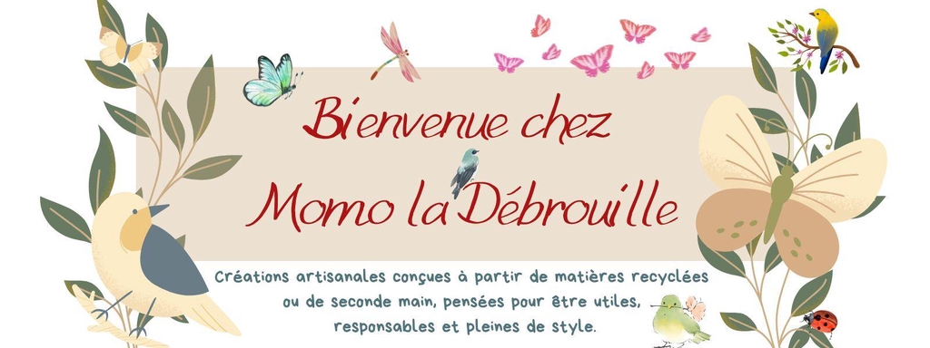 Création artisanal d'objets de déco et d'accessoires conçues  avec des matériaux issus de la récupération ou de seconde main, pensées pour être utiles, responsables et plein de style - zéro déchet - Créatrice française,
Momo la Débrouille

