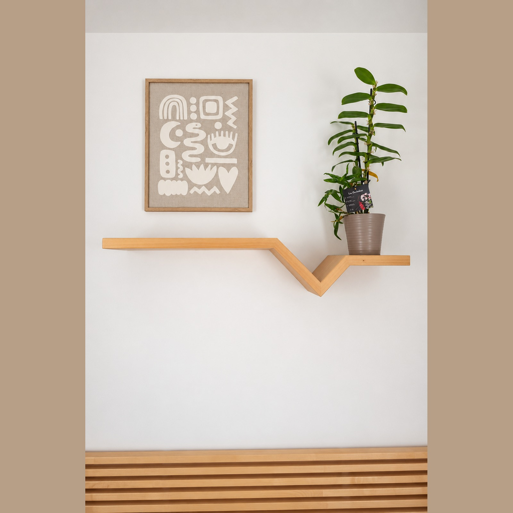 Étagère murale géométrique en bois, création artisanale sur mesure