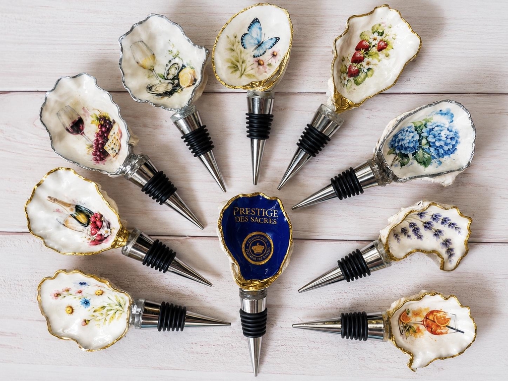 Bottle stopper, oyster, shell, alcohol, gift