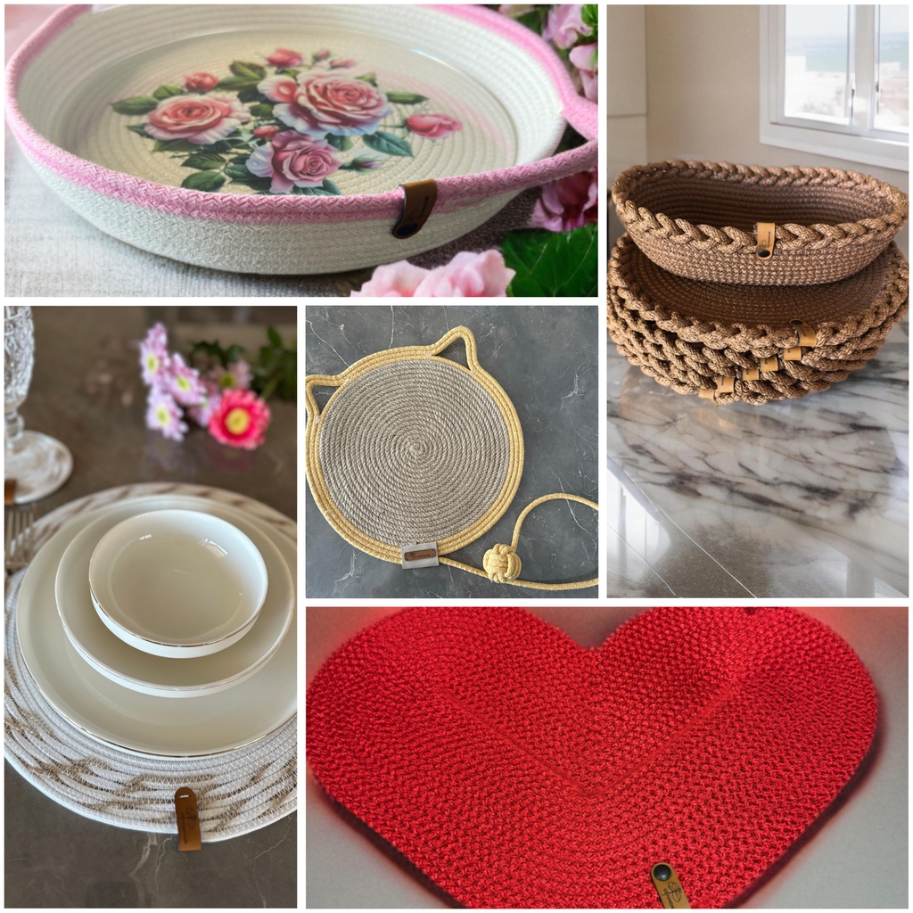 sets de table, plateaux, tapis, accessoires animaux réalisé en corde, fait main et personnalisable