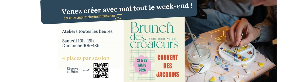 Activité artistique mosaïque - Rennes
Confiance en soi à travers la mosaïque

Activité bien-être Rennes

Apprendre la mosaïque facilement

Développement personnel et art manuel