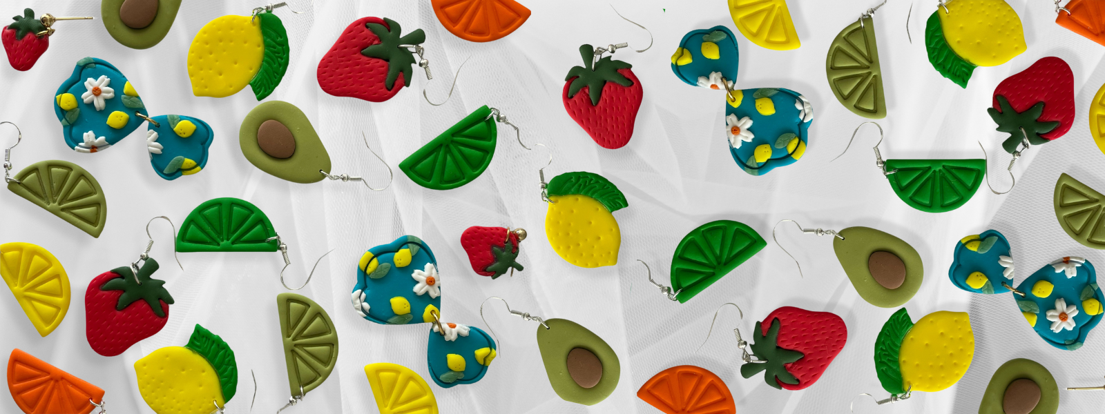 Bold Handmade polymer clay earrings in colourful, unique designs