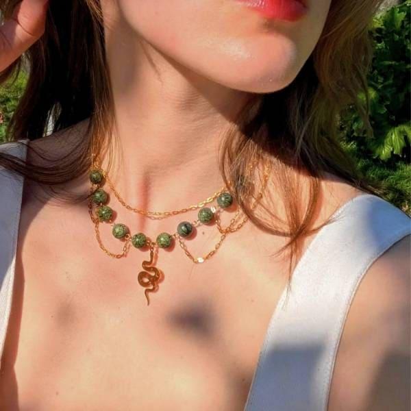 Collier fabriqués en france, inspiré par la mythologie grecque, acier inoxydable doré, or