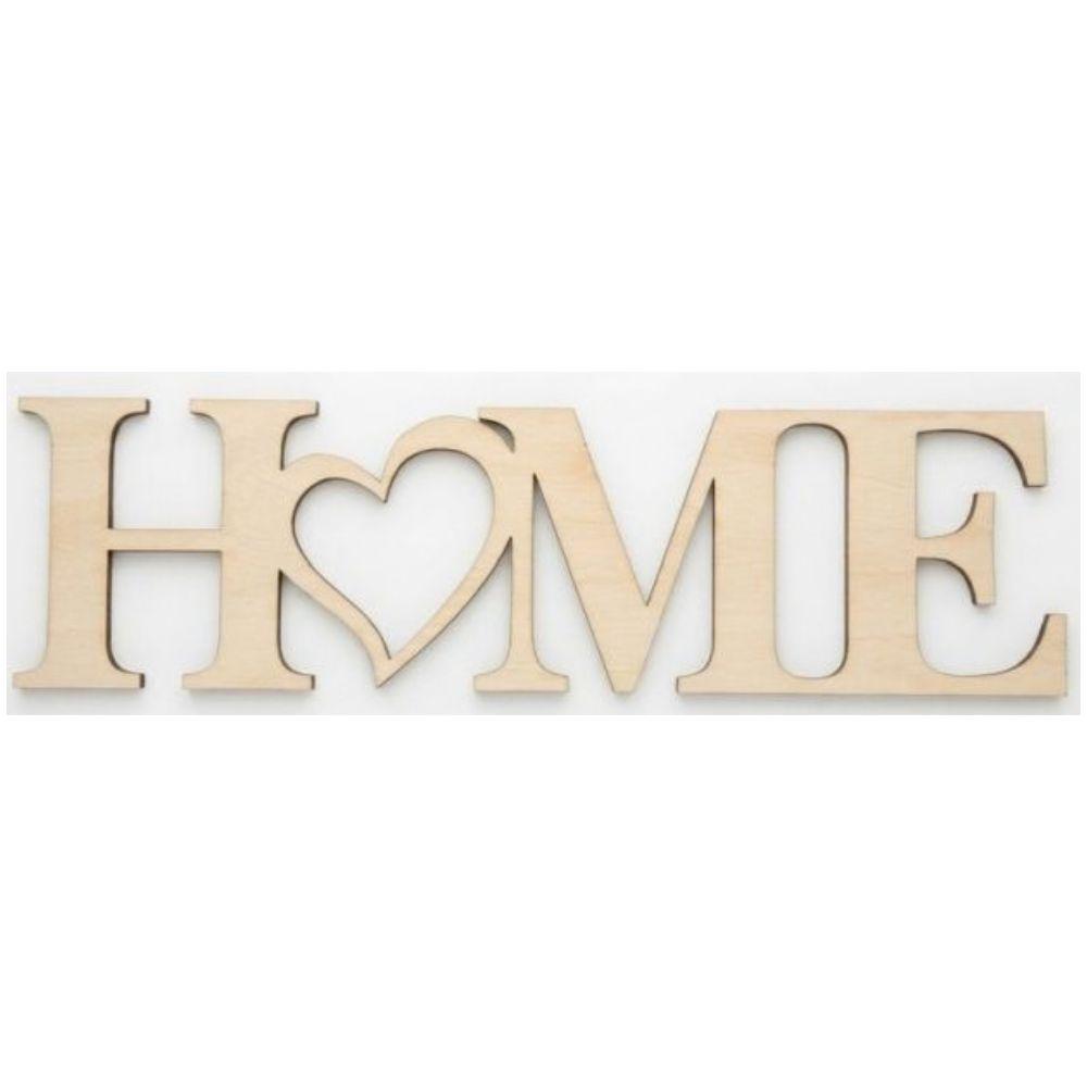 Dřevěný nápis „HOME“ s srdíčkem