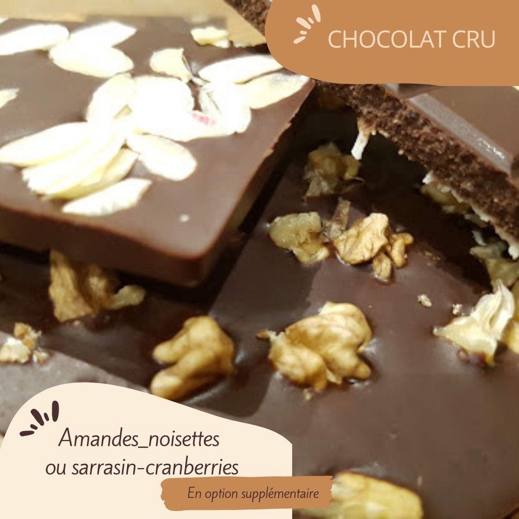 Chocolats crus, en option.