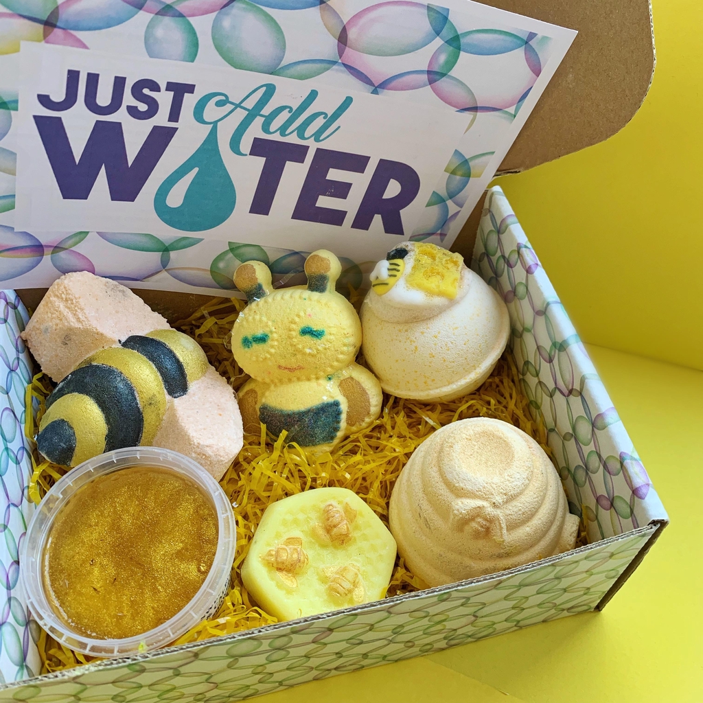 It's a colourful bath and body way of life here at Just Add Water!

Our mission is to bring fun back into your daily bathing routine.  You will find natural handmade soaps, shea butter bath bombs, exfoliating sugar scrubs and more, where all that is required of you is to simply Just Add Water!  