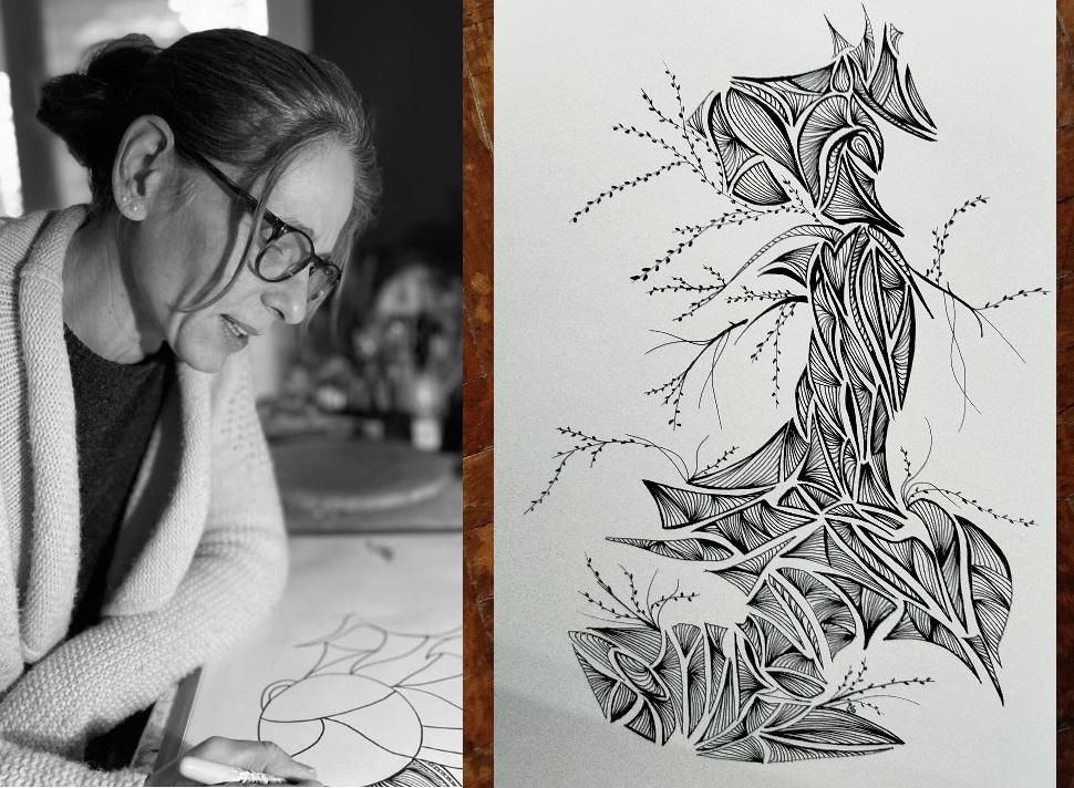 Des créations détaillées réalisées à la main, à l'encre de chine, mêlant patience, mouvement et imagination