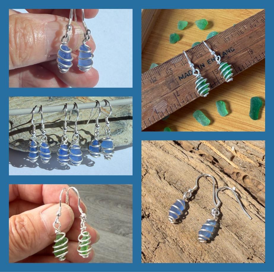 Handmade Sterling Silver Sea Glass Earrings.