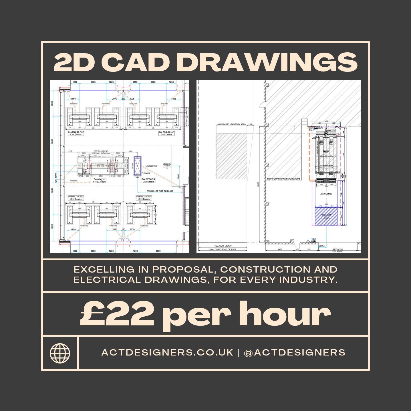 Our CAD drawings are drawn to DVSA specification, and follows UK Building Regulations.
