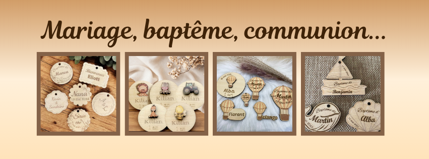 Pour baptême, communion, mariage : etiquettes en bois pour pochon dragées, contenant en verre…,  cadeaux invités baptême, anniversaire, Magnets en bois
