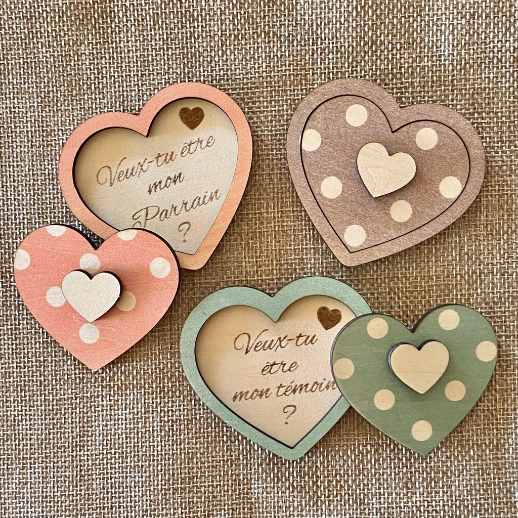 Petit coffret coeur pour annonce marraine, parrain, grossesse au futur papa, demande temoin…