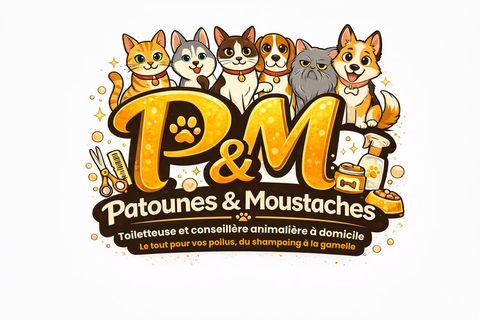 Logo Patounes et Moustaches Toilettage pour chiens et chats et Boutique animalière