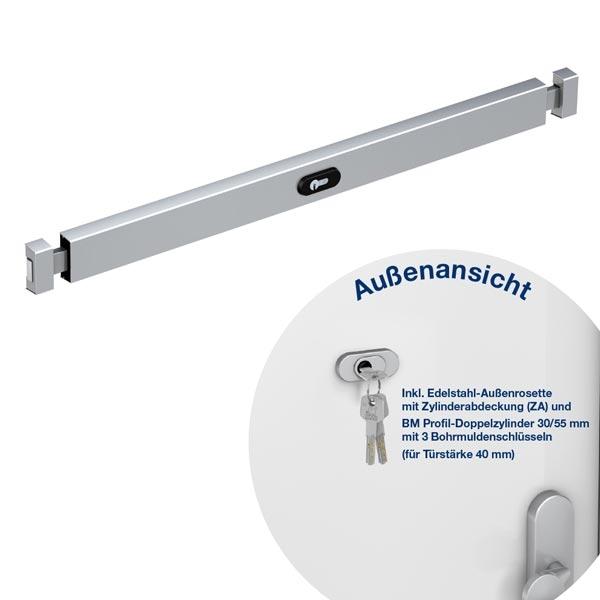 Mechanische Zusatzsicherung in Form eines Tür-Querriegels zur Erhöhung des Einbruchschutzes