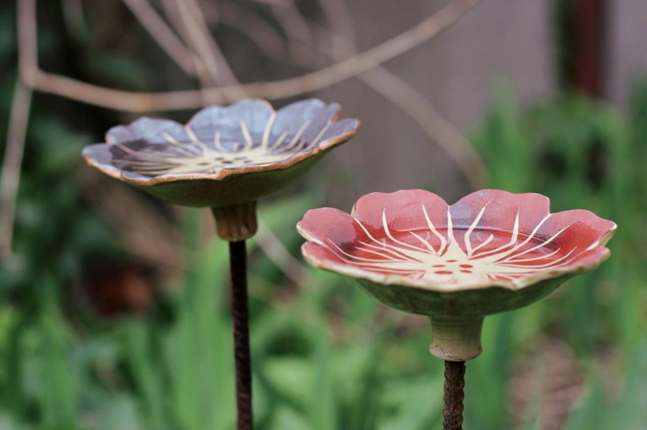 abreuvoir à oiseaux et insectes artisanal en céramique