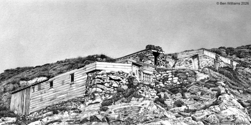 'Storage solutions' fine pencil drawing