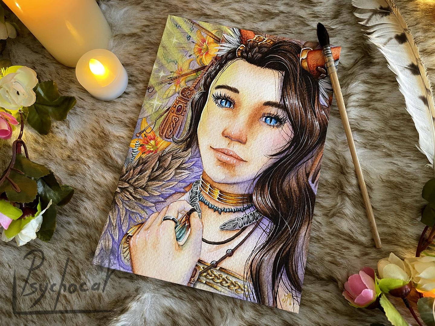 Aquarelle d'une jeune femme.