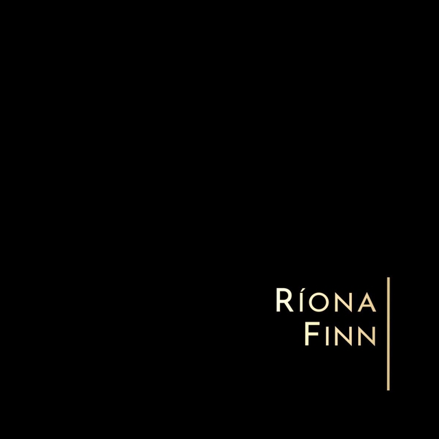 Ríona Finn Jewellery logo, gold text on black background