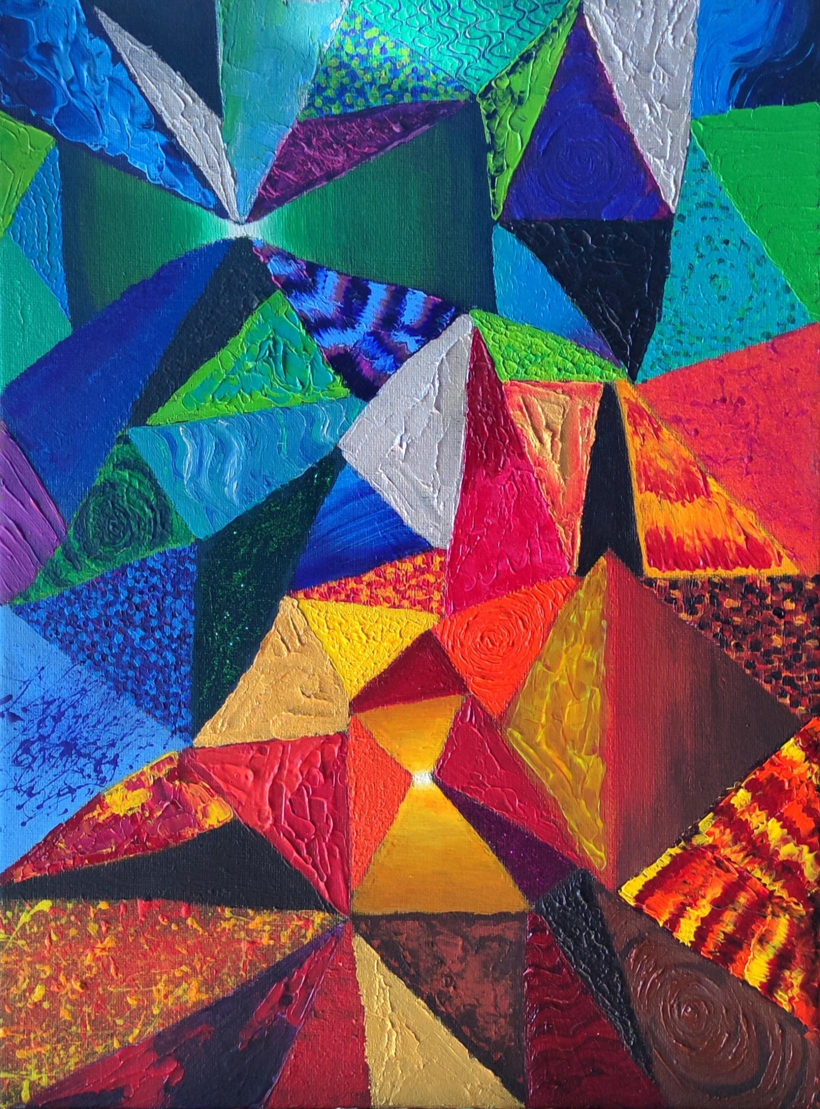 Peinture d'une peintre d'art abstrait contemporain français avec un mélange de couleurs