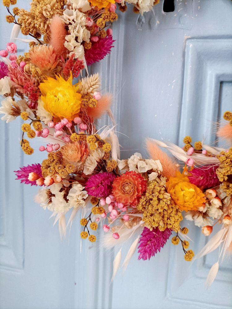 Couronnes murales fleurs séchées 