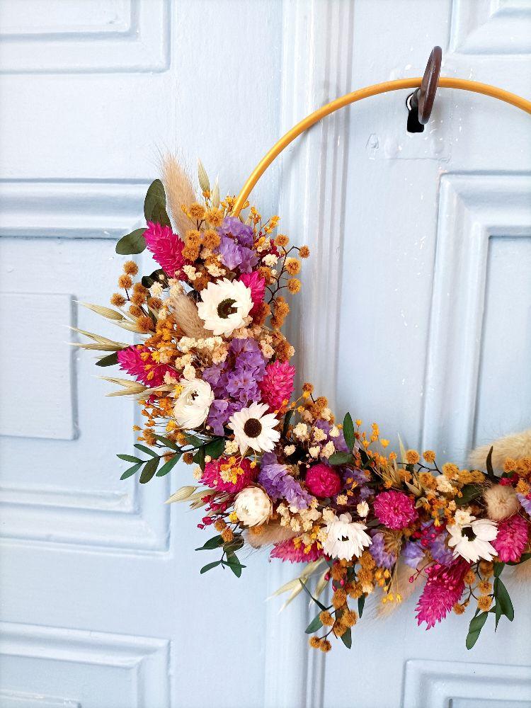 Couronnes murales fleurs séchées 