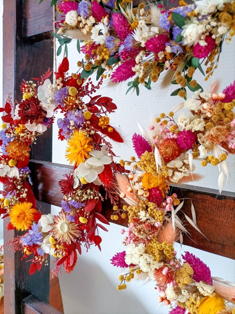 Couronnes murales fleurs séchées 