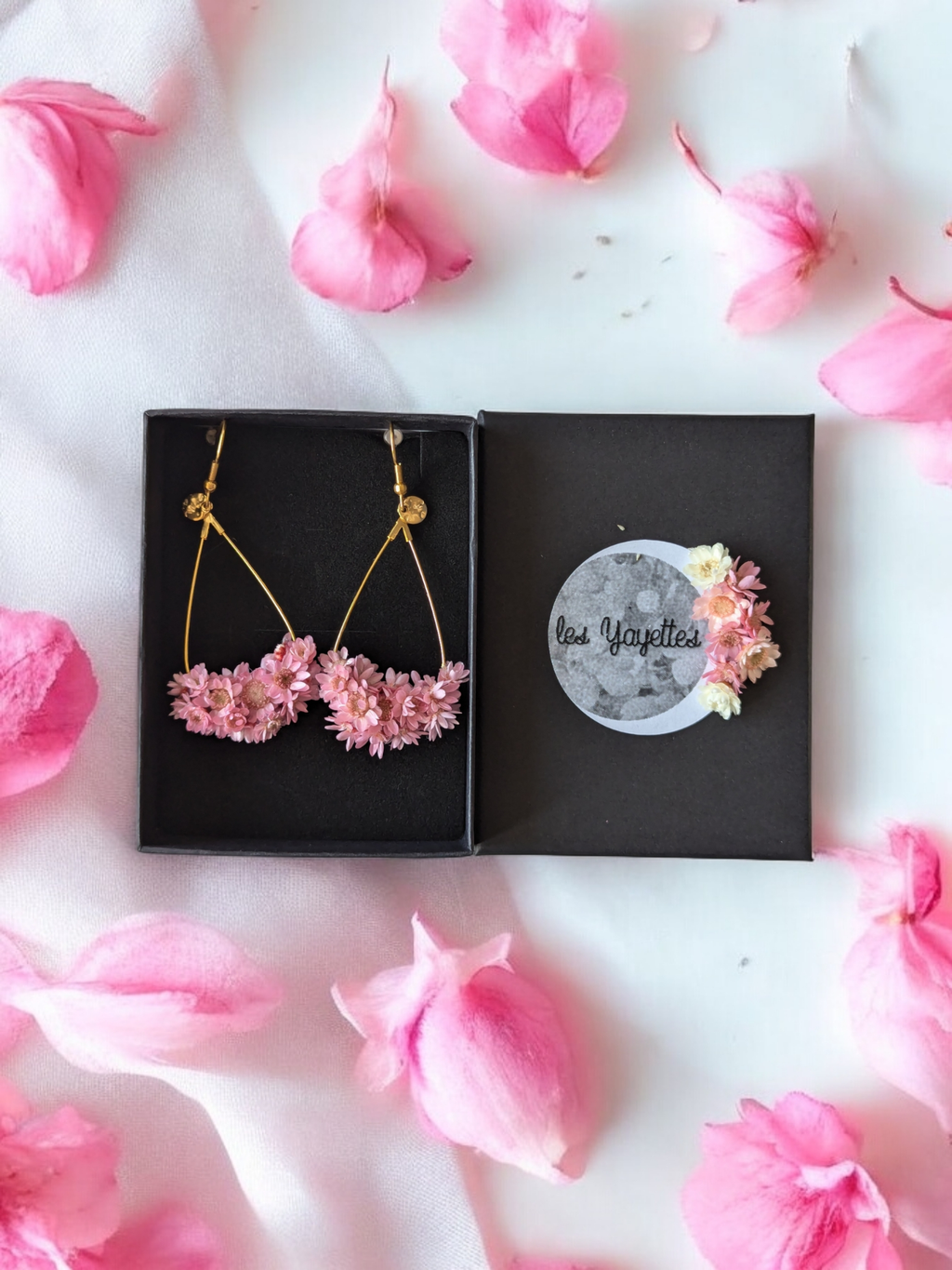 Les Yayettes - Bijoux femmes, bijoux fleurs séchées, boucles d'oreilles fleurs, accessoires mariage fleurs, décoration fleurs séchées, décoration intérieur fleurs,  bracelet mariage, épingle à cheveux mariage, coiffure mariée bohème