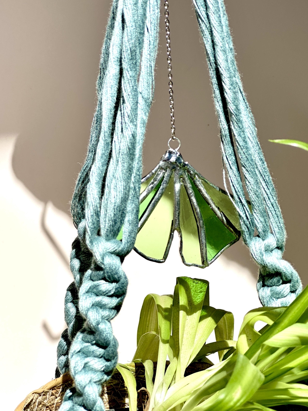 Collection Au fil du verre : suspensions pour plantes avec vitrail