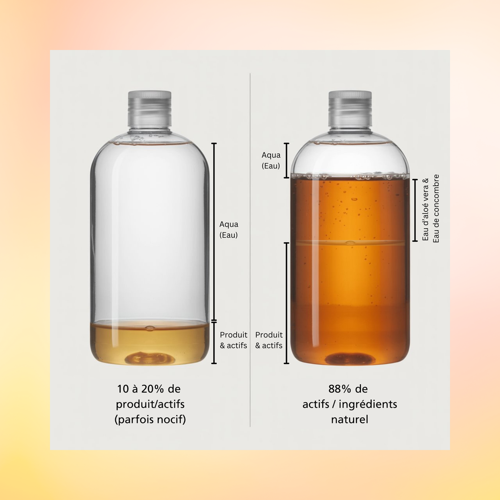 Moins d’eau, plus d’actifs ! Quand la nature suffit, l’essentiel, rien d’autre. Shampoing gel-douche Mybijou