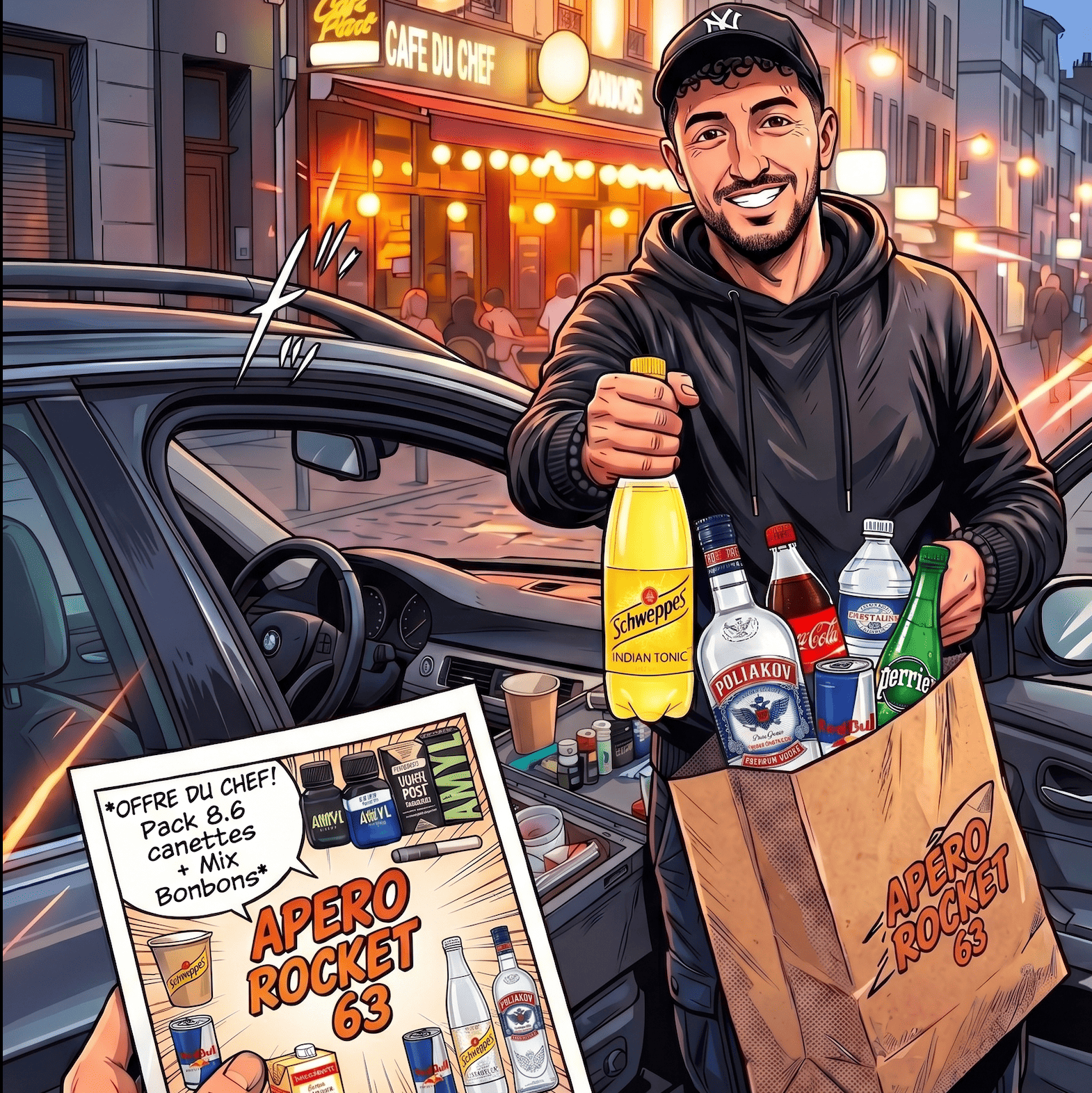 Livraison de softs, Coca, Schweppes, Redbulls, Energy Drinks, Eaux, et jus pour vos mélanges à Clermont-Ferrand - Apero Rocket
