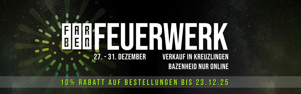 Farbenfrohes Feuerwerk für die ganze Familie. Vulkane, Raketen, Kleinfeuerwerk und tolle Feuerwerksbatterien in der Ostschweiz kaufen.