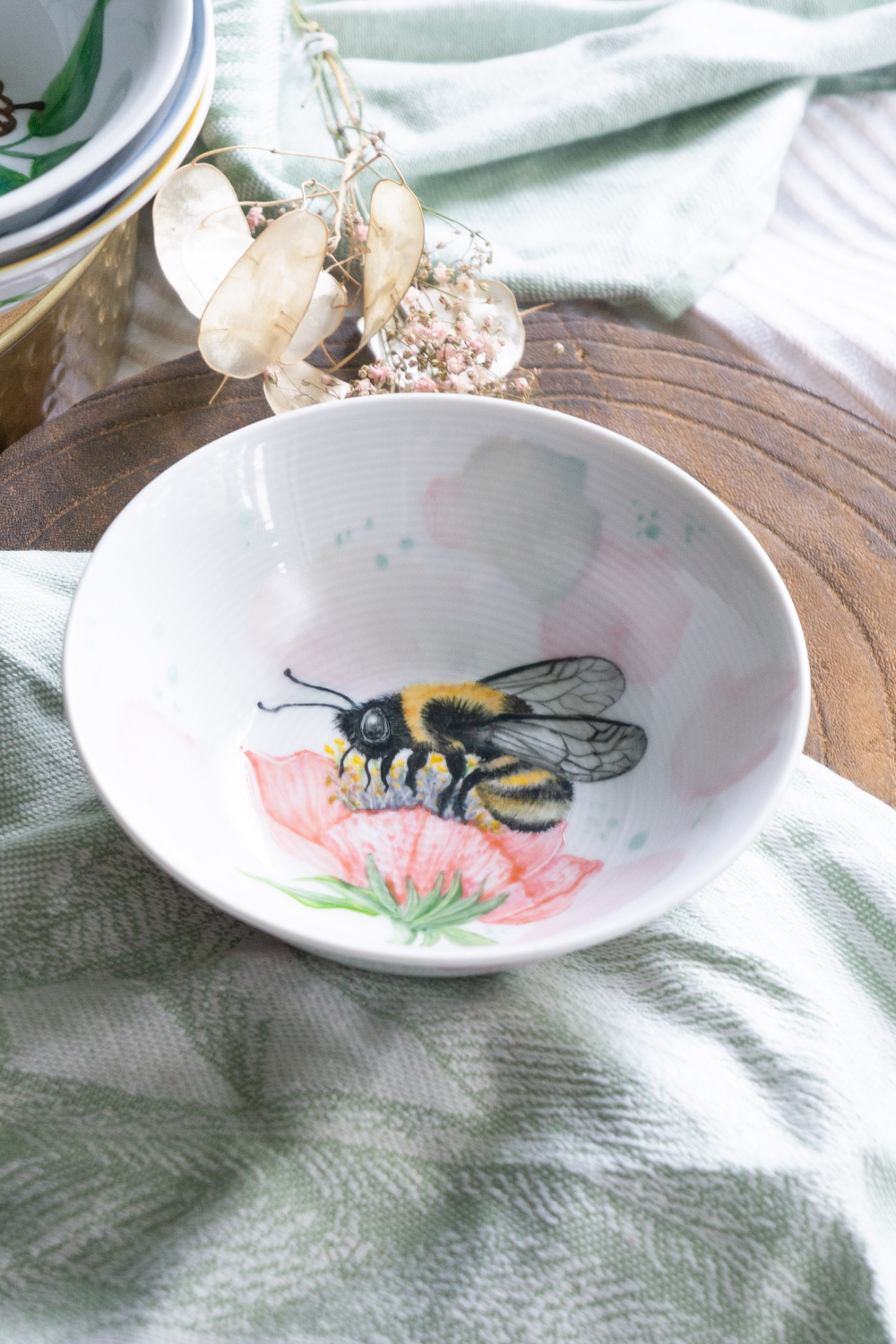 Coupelles vide poche pivoine en porcelaine  Annelyse Création 