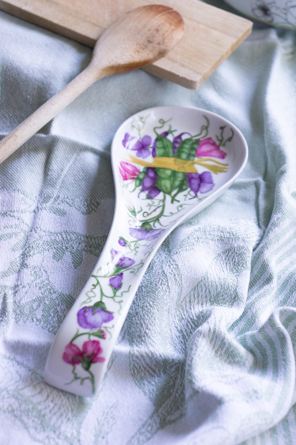 repose cuillère pois de senteur peint à la main Annelyse Création 