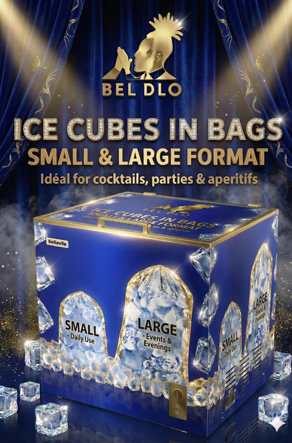 Glaçons Gastronomiques  Entreprise locale de production et distribution de glaçons en Guyane. 
Glaçons conditionnés en sachet de 1,2 kg, 3,5 kg et 8 kg
L’Excellence de la Glace Premium