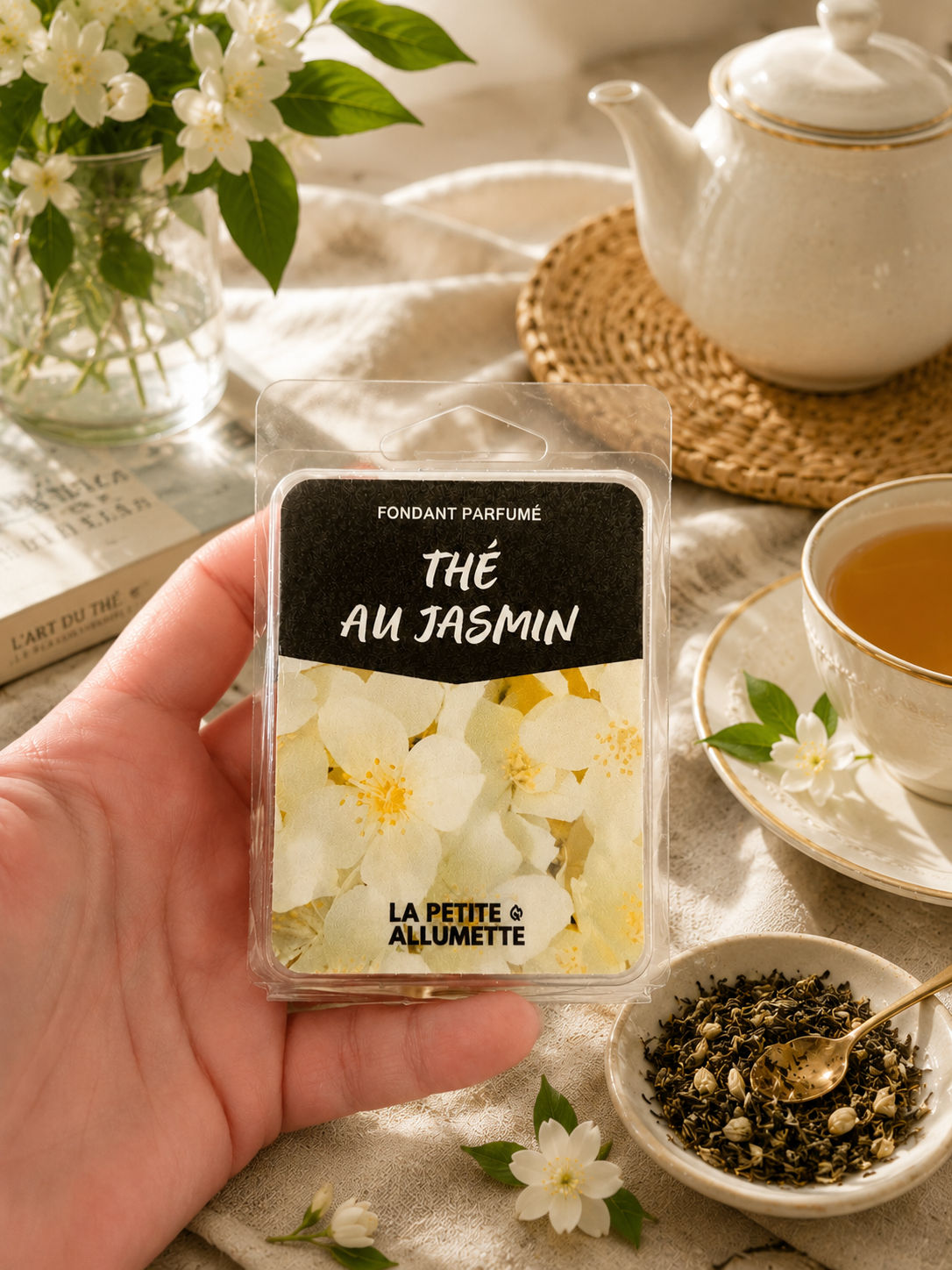 fondant cire vegetale
cire européenne
Lapetiteallumette.fr
brule parfum
jasmin
thé jasmin