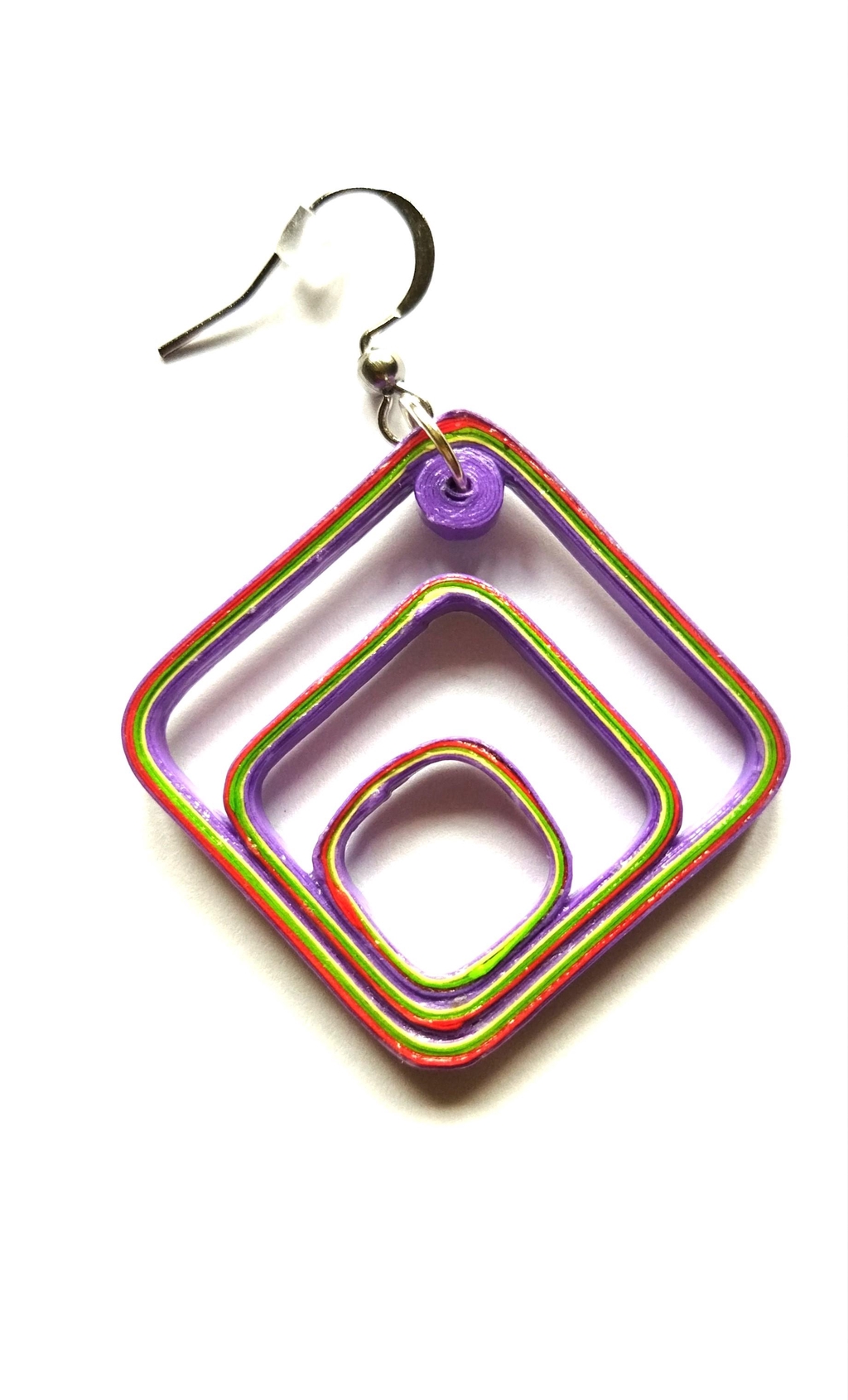 Boucles d'oreilles fantaisie en forme graphique, bijoux artisanaux, fait main 