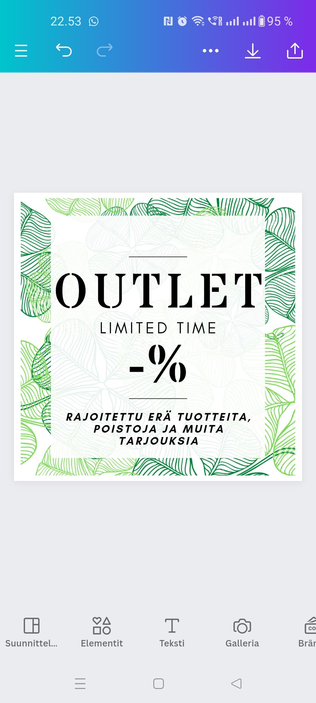 Outlet tuotteet. Yksittäiskappaleet, poistotuotteet ja rajoitettu erä tuotteita, sekä muita tarjouksia.
