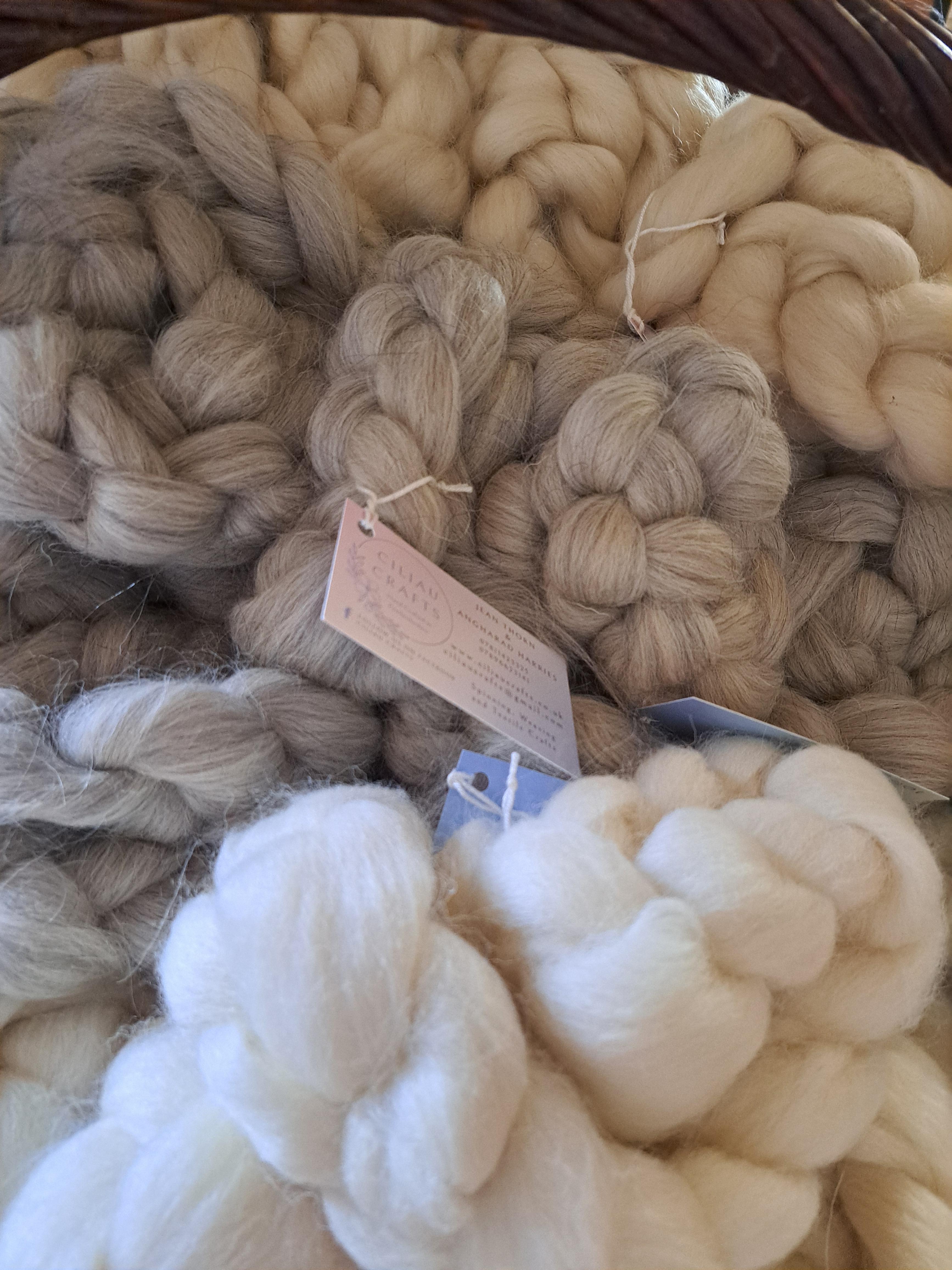 Natural wool tops