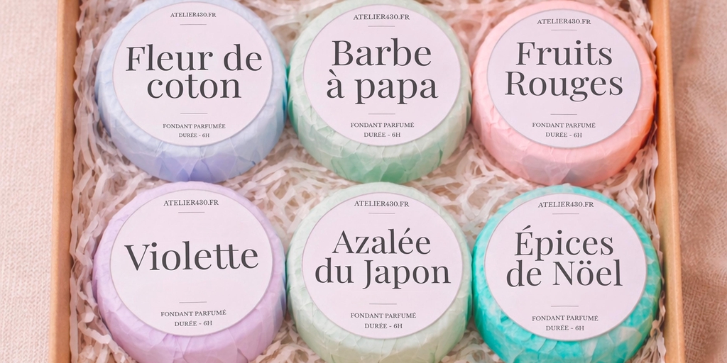 Atelier 430 Fondant parfumé pour bruleur cire végétal vegan naturelle éco responsable à offrir cadeau cosy noël noel fleurie fleur et chocolat 