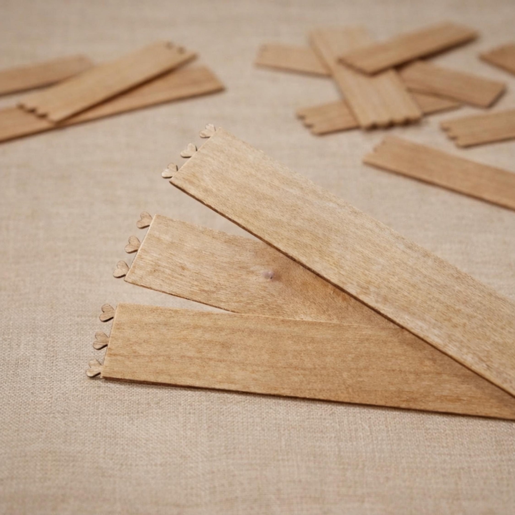 nos matières premières mèche en bois marque Atelier 430 entièrement personnalisable boutique artisanale de bougies personnalisées parfumées français et fait main naturelle eco responsable unique et prêt à offrir
