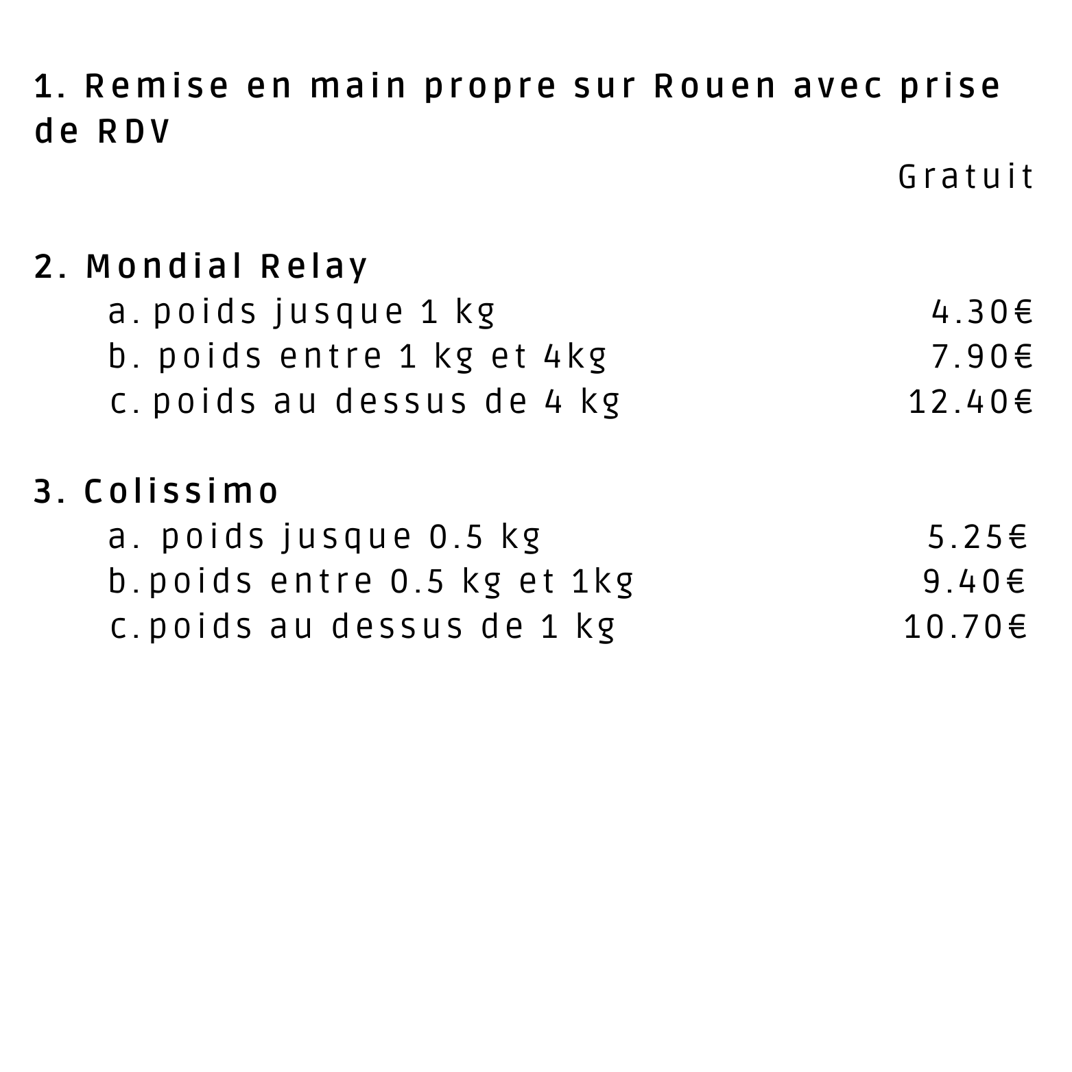 Frais de livraison