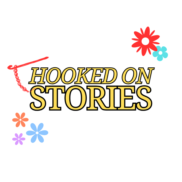 Hooked on Stories logo – handmade crochet plushies UK