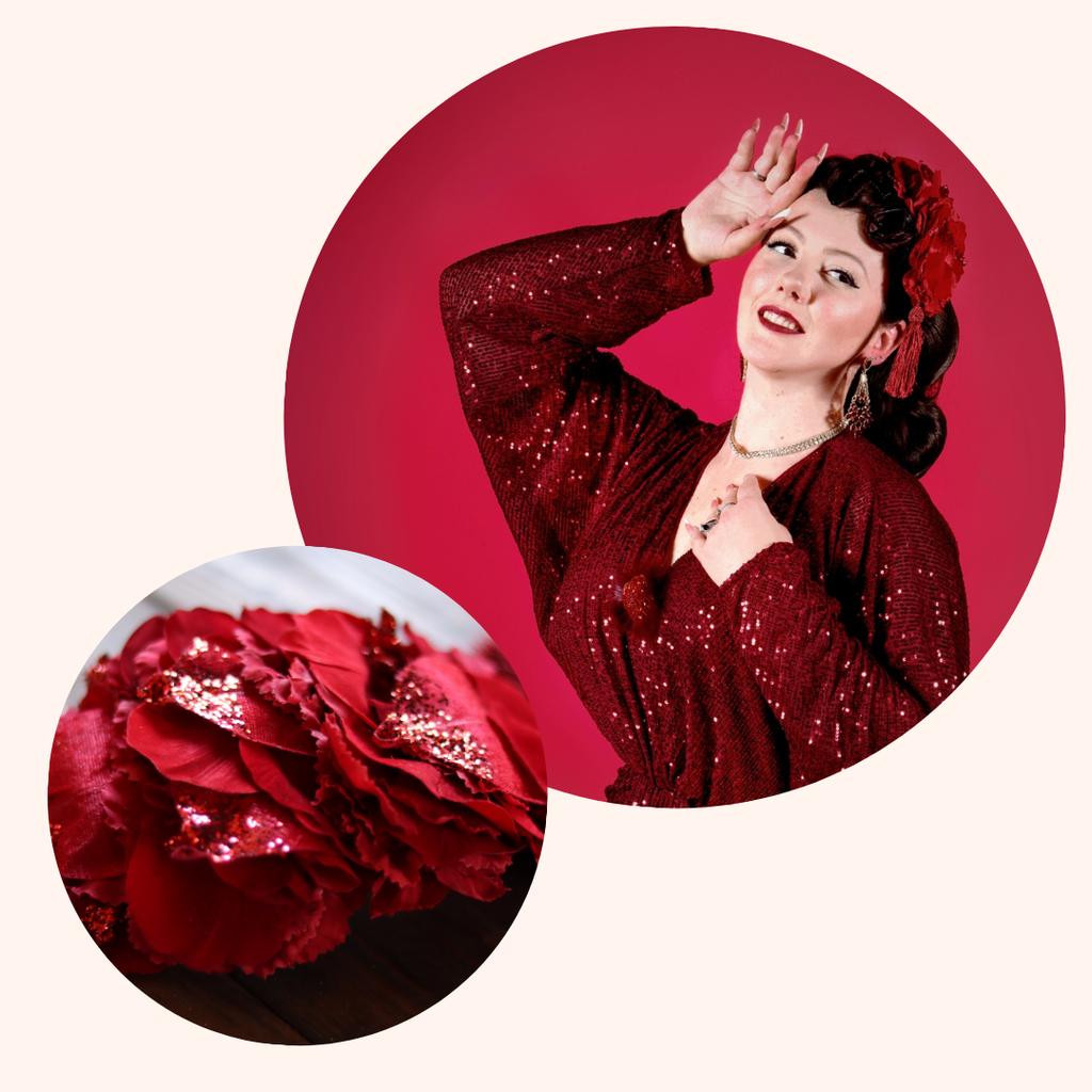 Créatrice spécialisée dans l’univers rétro, je propose des fleurs pour cheveux pin-up, des illustrations, de la peinture et de la décoration, faites mains en Auvergne. Je propose aussi des accessoires vintage et des relooking inspirées des années 40-50. Retrouvez des bibis, hairflowers, créations personnalisées, accessoires et autres pour vos événements, mariage, show burlesques, pour les fêtes et diverses soirées ou spectacles.