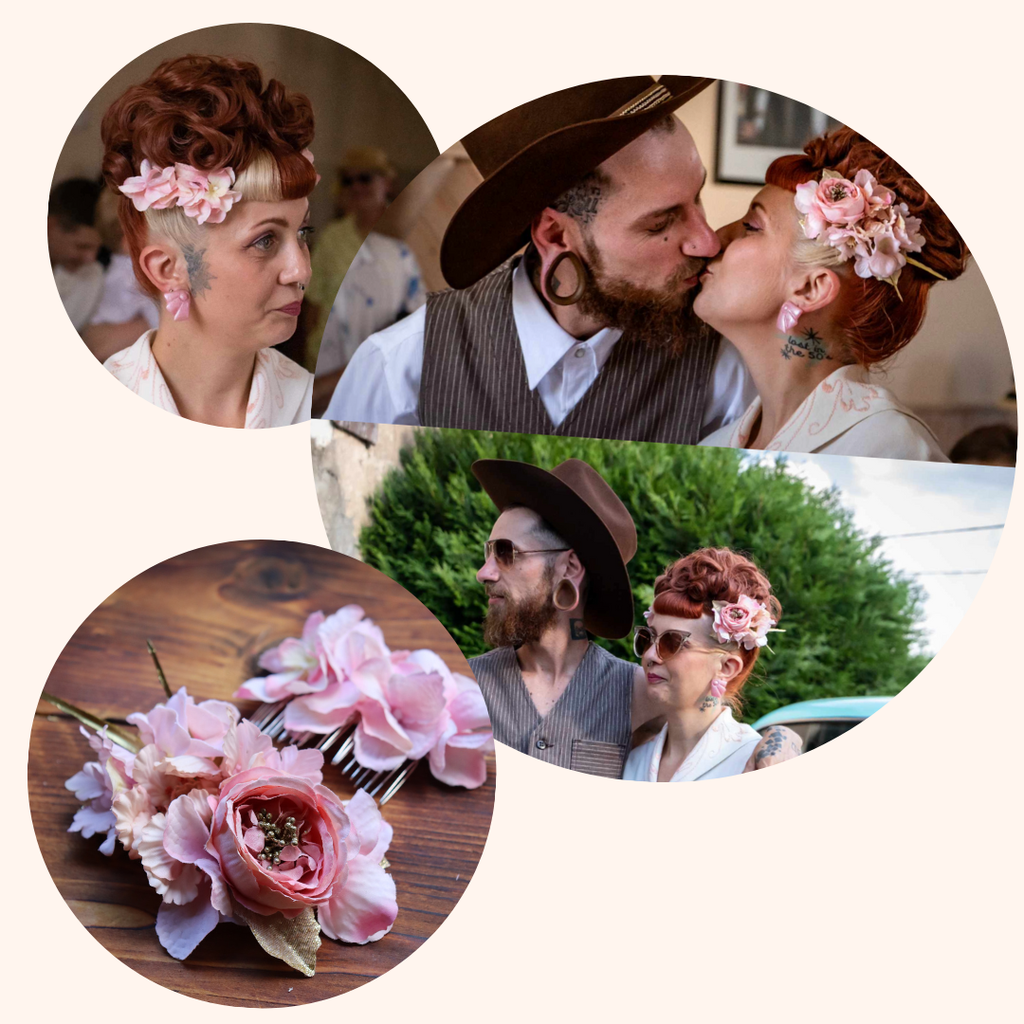 Créatrice spécialisée dans l’univers rétro, je propose des fleurs pour cheveux pin-up, des illustrations, de la peinture et de la décoration, faites mains en Auvergne. Je propose aussi des accessoires vintage et des relooking inspirées des années 40-50. Retrouvez des bibis, hairflowers, créations personnalisées, accessoires et autres pour vos événements, mariage, show burlesques, pour les fêtes et diverses soirées ou spectacles.