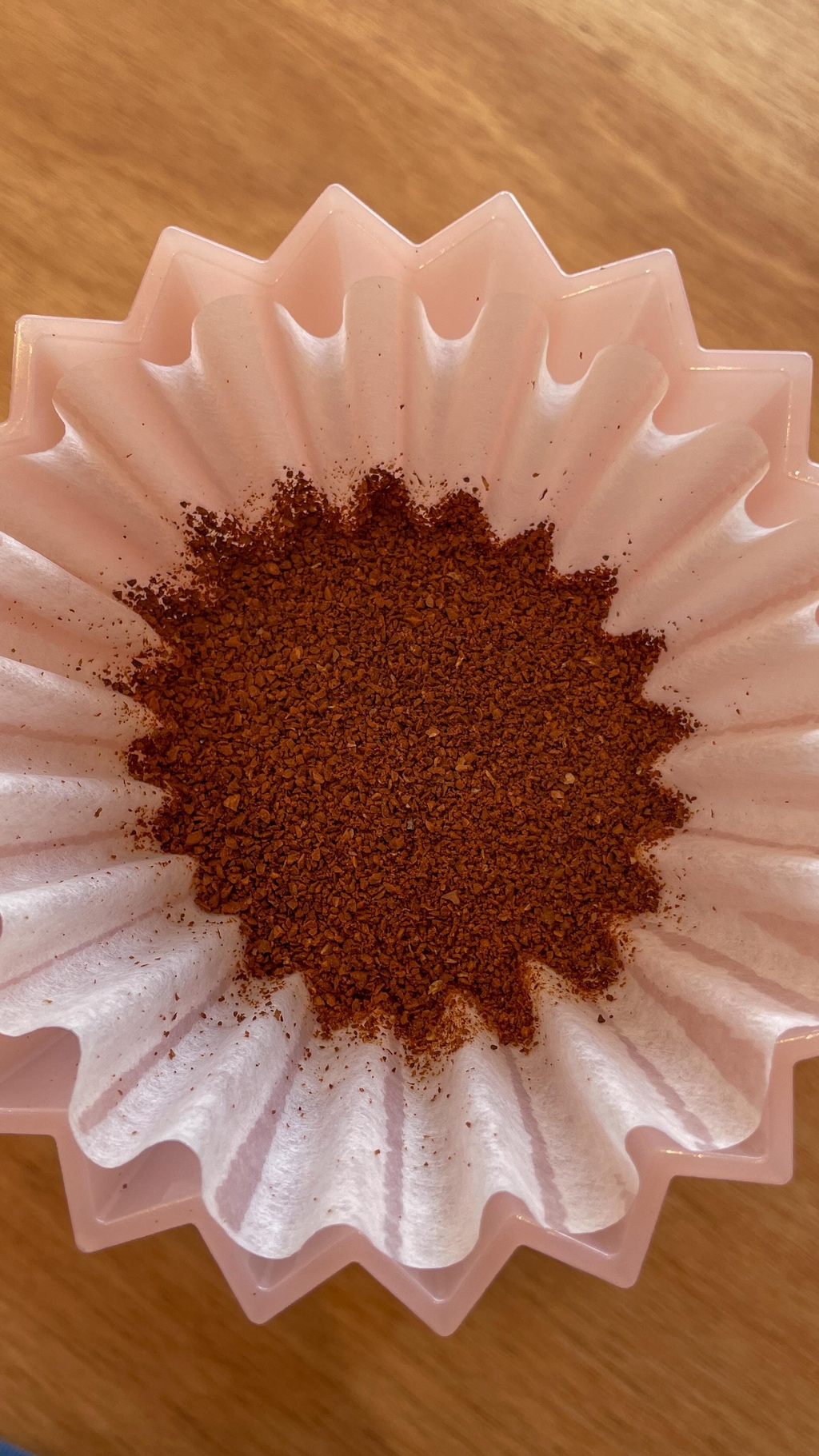 Plano en detalle de café molido en filtro