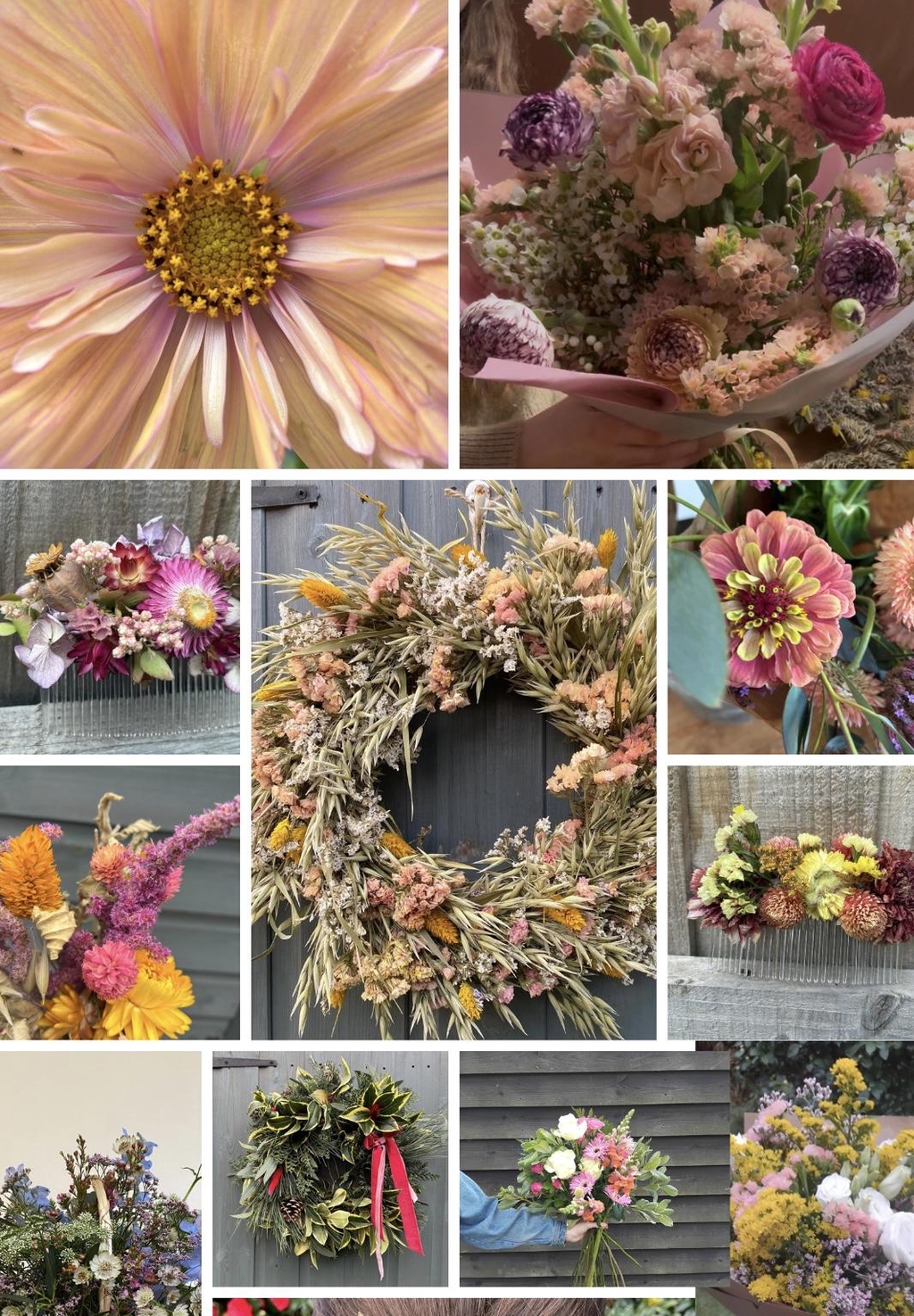 Gallery of wreaths, baubles, bouquets and other floral arrangements.