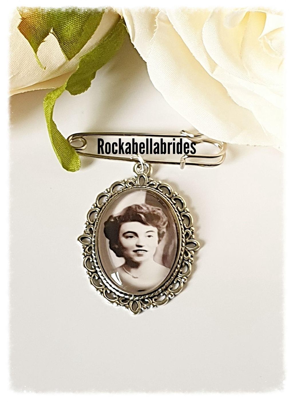 Grooms Buttonhole pin with a photo