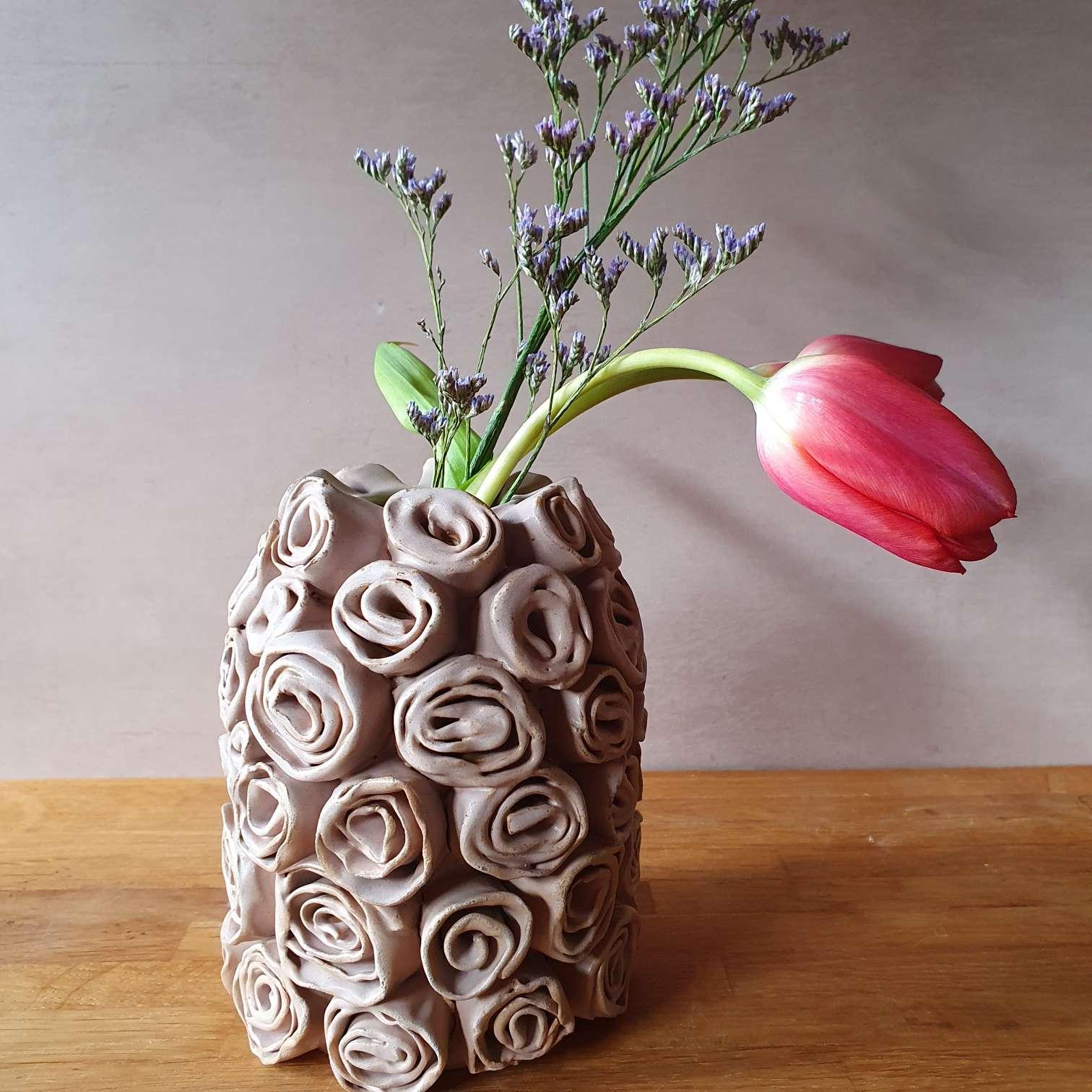 Pink rose vase