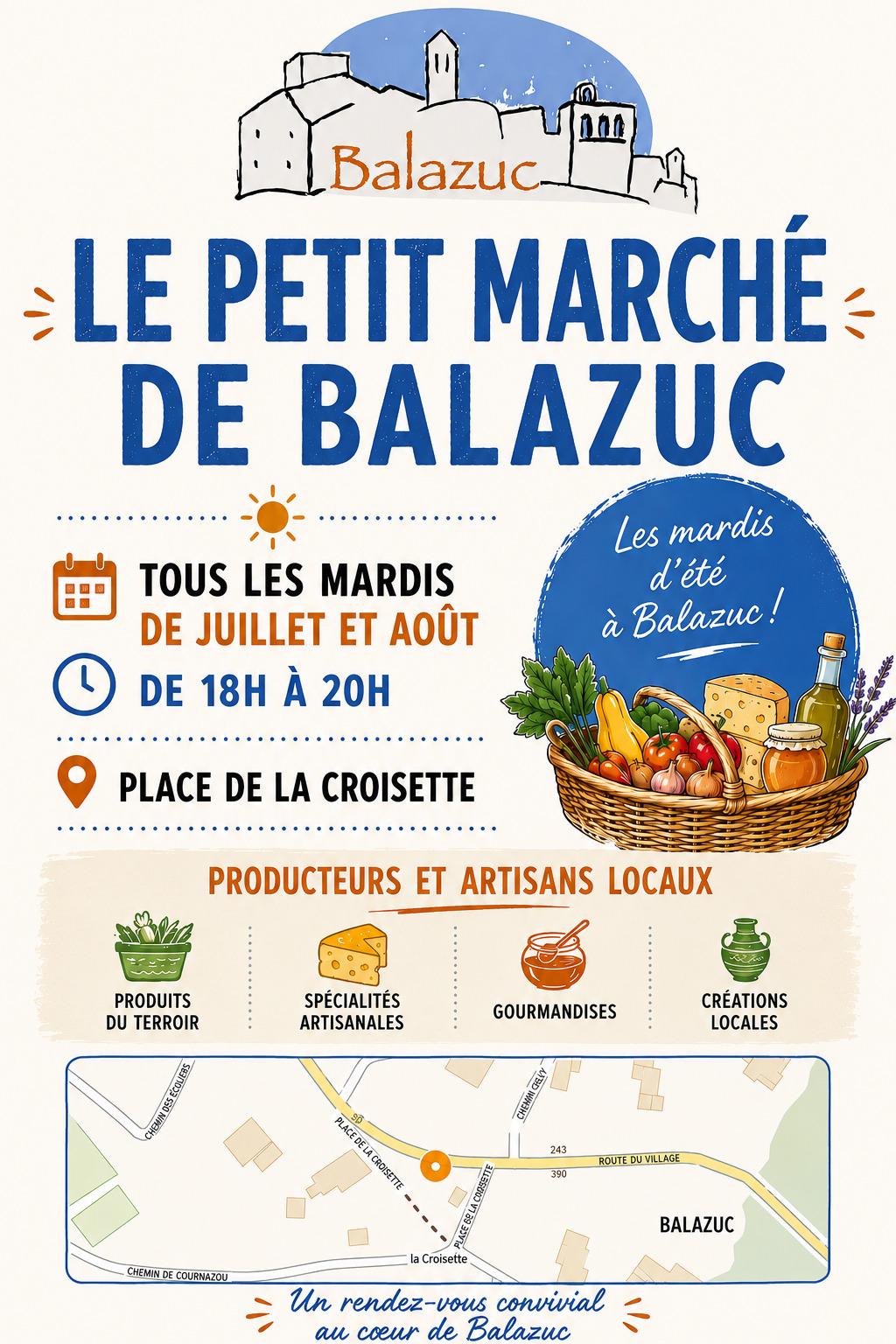 Marché de producteurs, Balazuc, événement Ardèche, souvenirs, créations locales