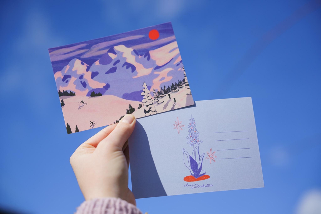 postcards and stickers